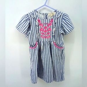 Jessica Simpson 100% Cotton Seersucker Blue White Pink Floral Embroidery 4